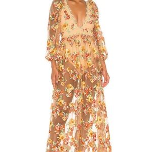 For Love and Lemons Winnie Embroidered Maxi Dress